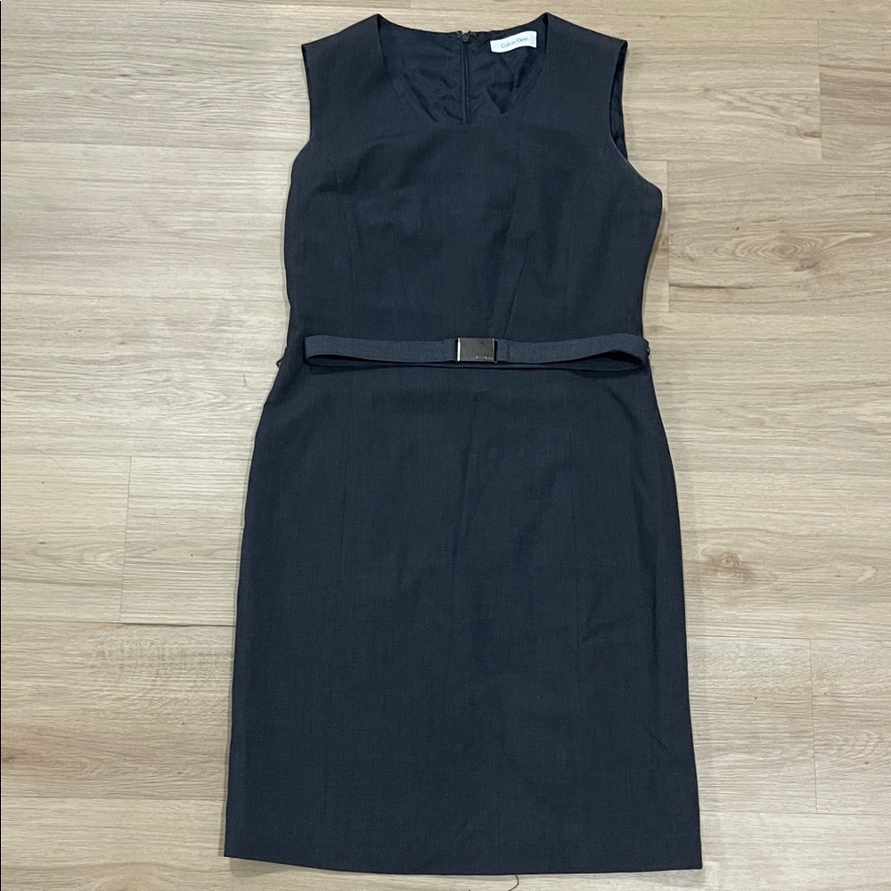 Calvin Klein Black Midi Dress with Belt
